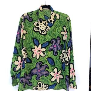 Vintage silk Equipment blouse, multi-color, sz M